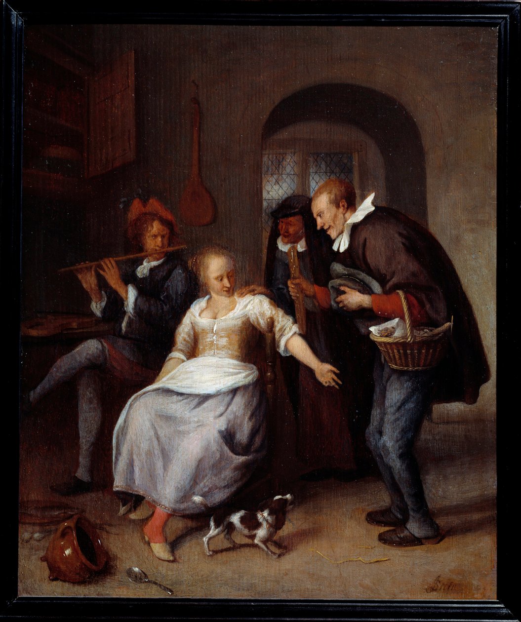 Zapominający kupiec Podróżujący sprzedawca ciastek. Obraz Jana Steena (1626-1679) 1678 Nd. 0,35x0,3 m Rouen, Musee des Beaux Arts autorstwa Jan Havicksz. Steen