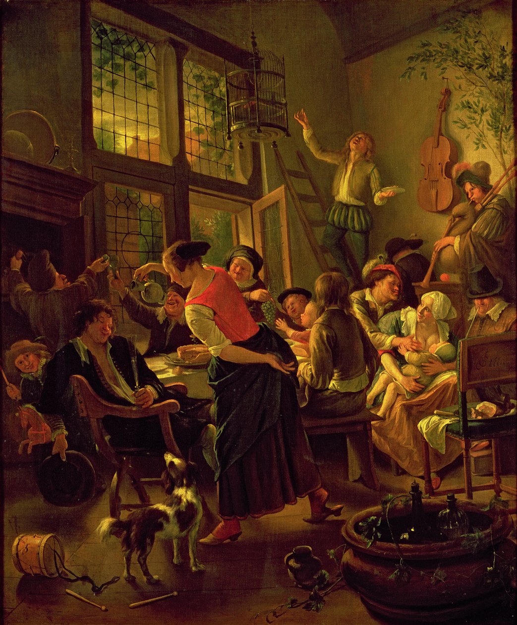 Posiłek Rodzinny (olej na płótnie) autorstwa Jan Havicksz. Steen