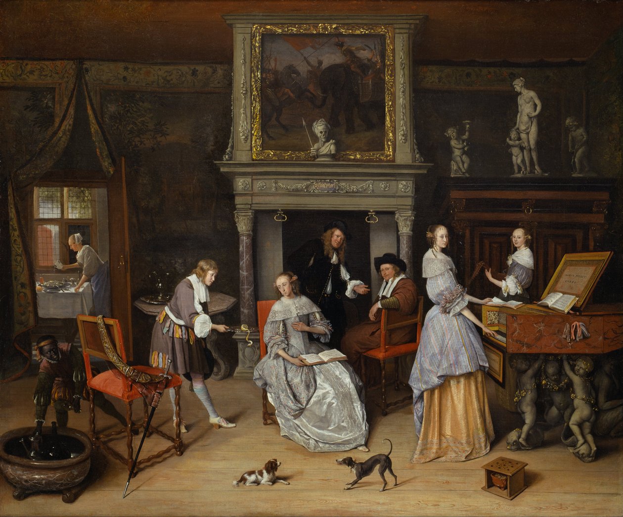 Fantazyjne wnętrze z Janem Steenem i rodziną Gerrita Schoutena, ok. 1659-60 (olej na płótnie) autorstwa Jan Havicksz. Steen