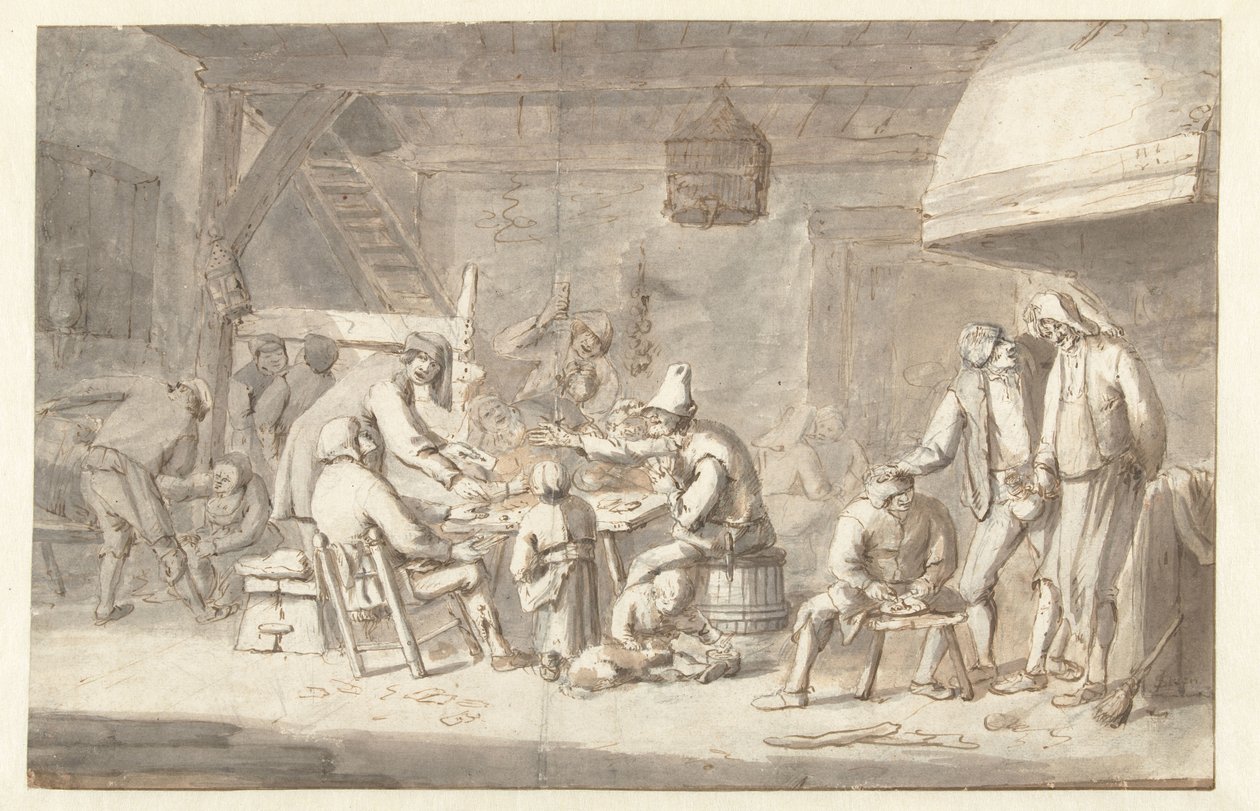 Scena karczmy z graczami w karty autorstwa Jan Havicksz. Steen
