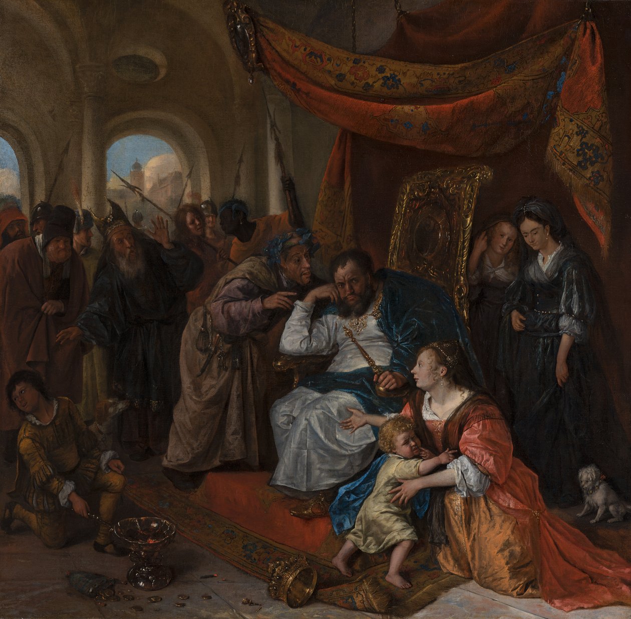 Korona Mojżesza i faraona, c.1670 autorstwa Jan Havicksz. Steen
