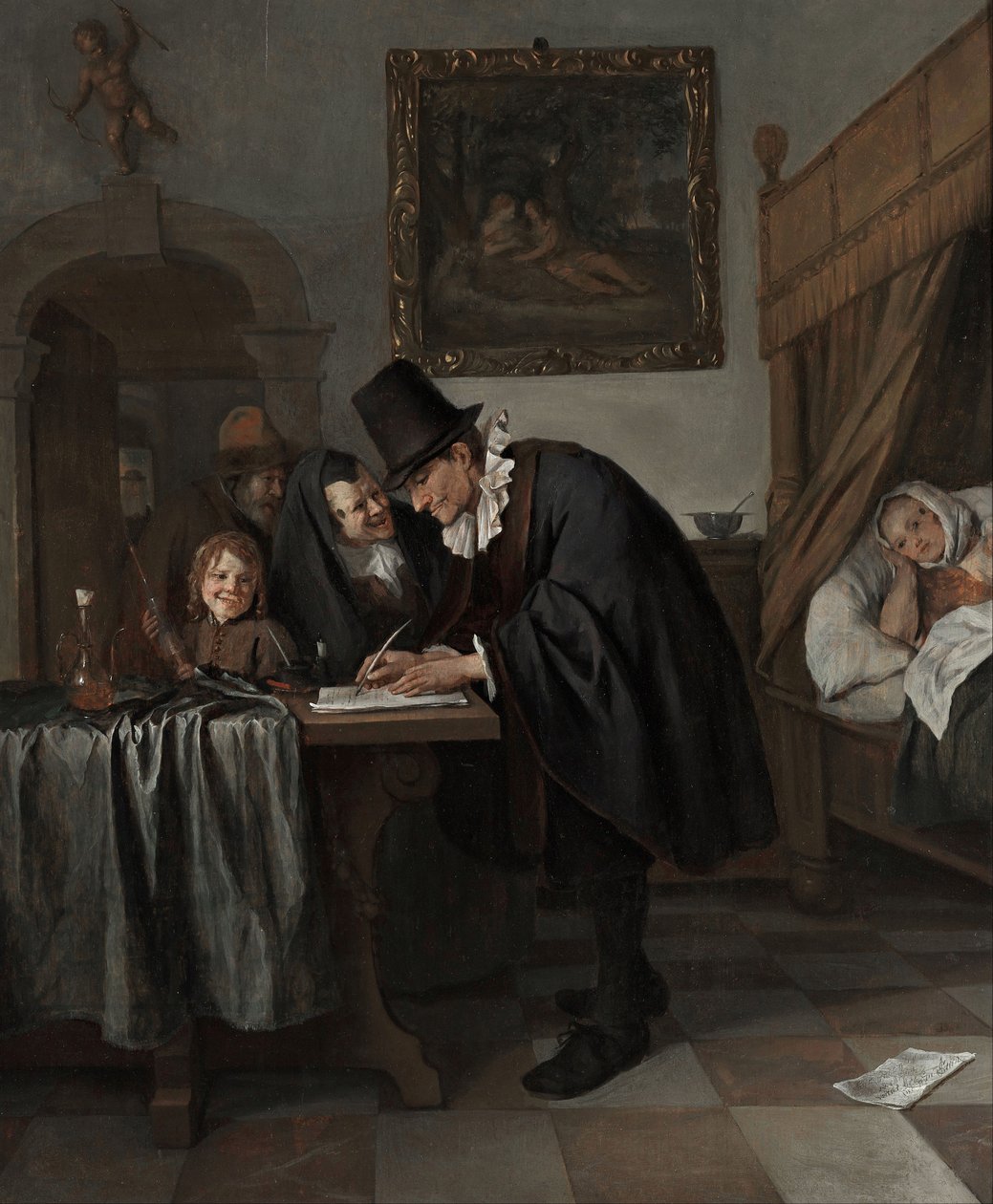 Wizyta lekarza, ok. 1665 (olej na drewnie) autorstwa Jan Havicksz. Steen