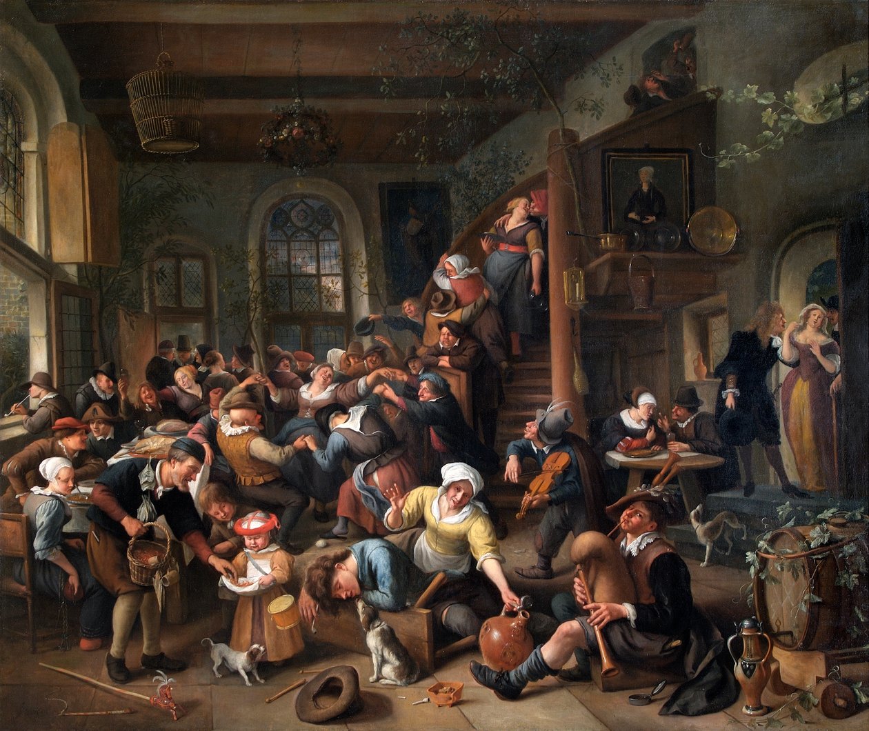 Taniec z jajkiem: chłopi weselą się w gospodzie autorstwa Jan Havicksz. Steen