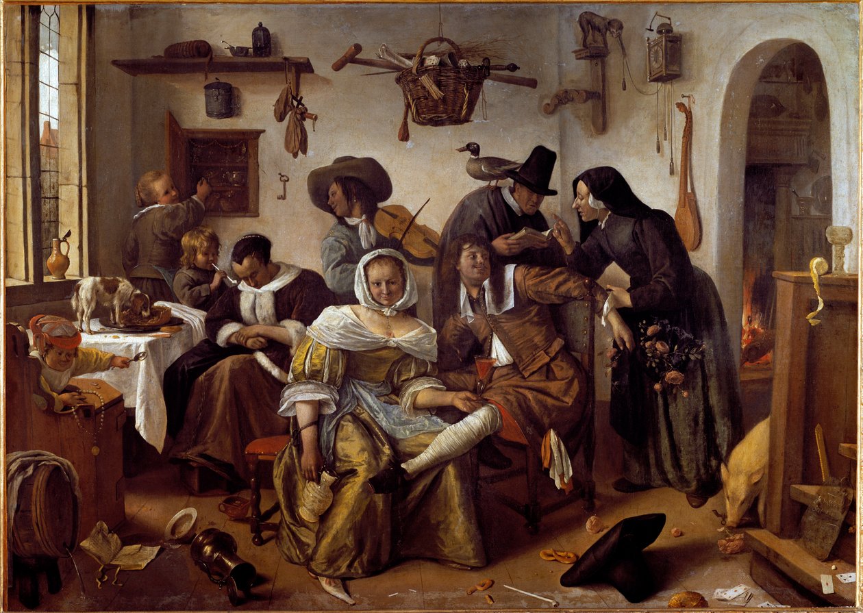 Świat stoi do góry nogami lub złe uczynki pożądania. (Malarstwo) autorstwa Jan Havicksz. Steen
