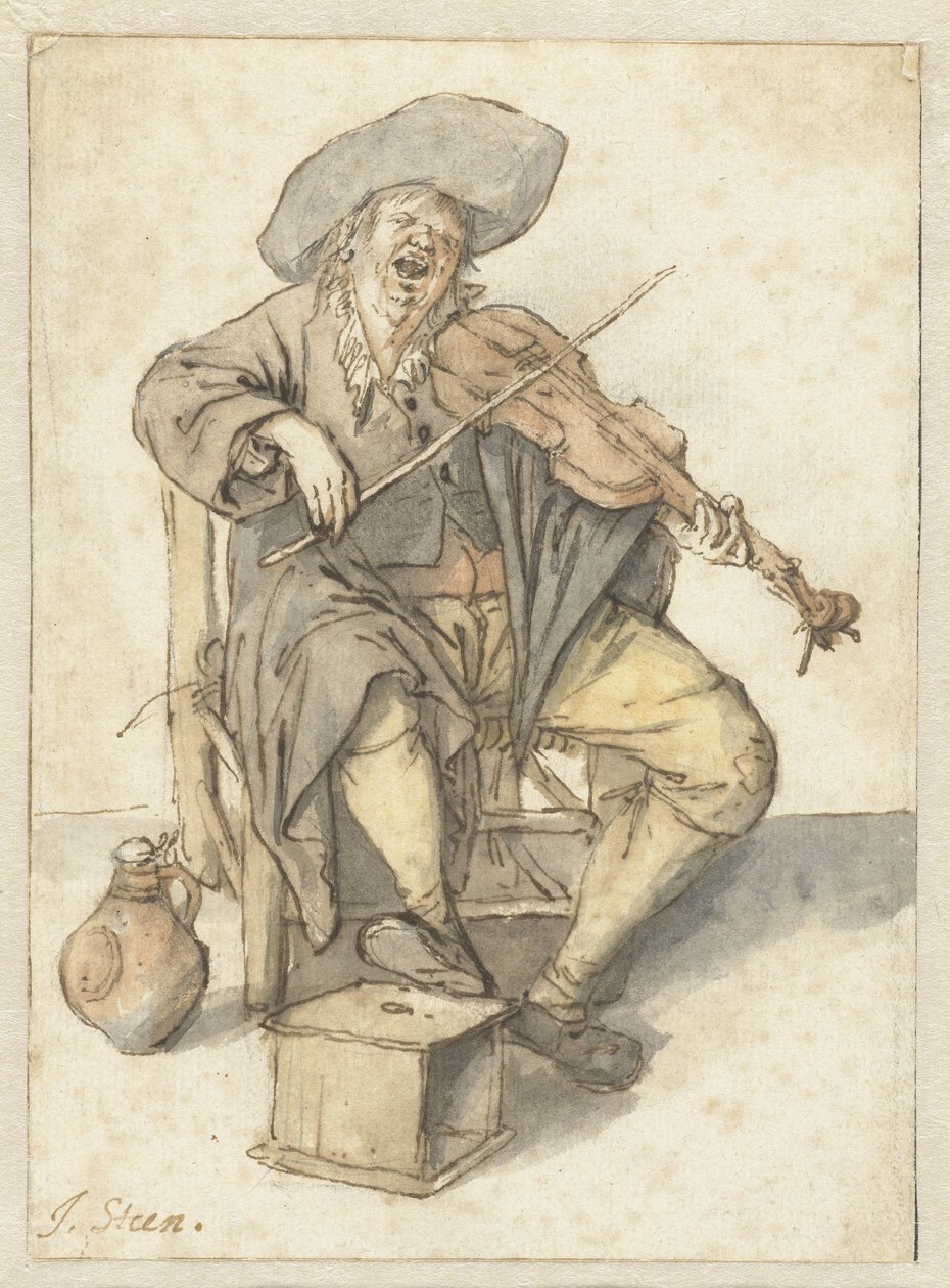 Śpiewający skrzypek autorstwa Jan Havicksz. Steen