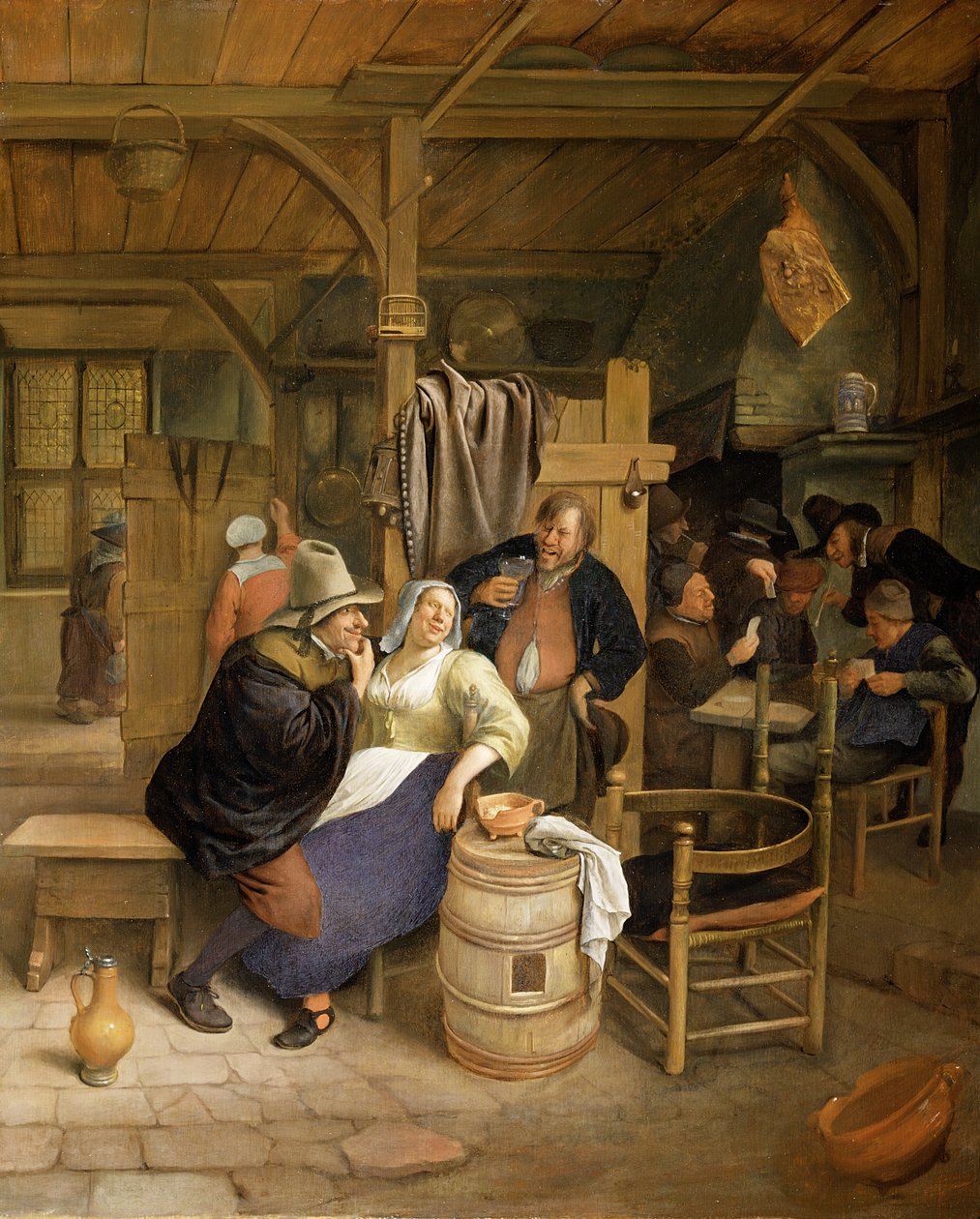 Wnętrze tawerny z graczami w karty autorstwa Jan Havickszoon Steen