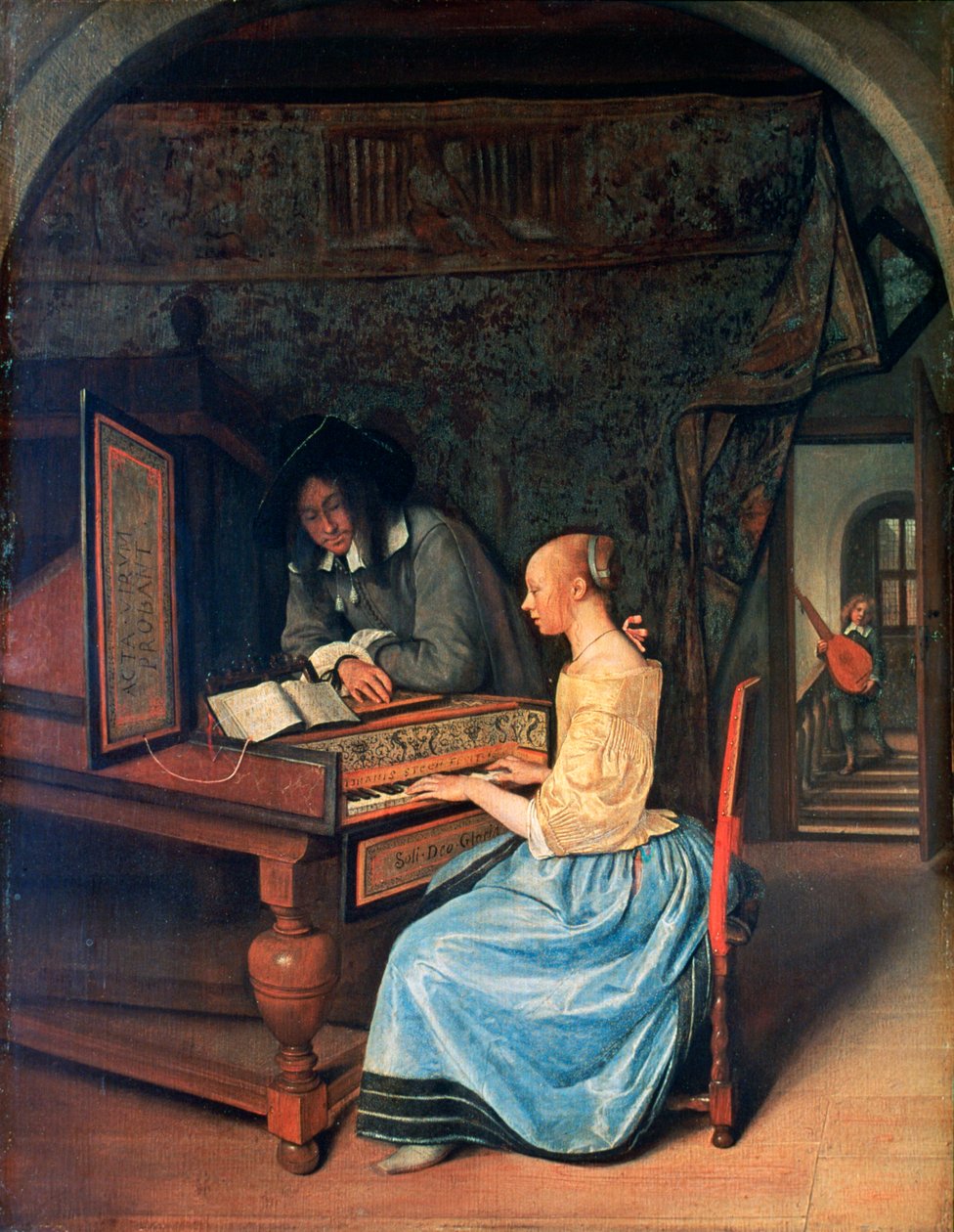 Młoda kobieta grająca na klawesynie, c1659 autorstwa Jan Havickszoon Steen