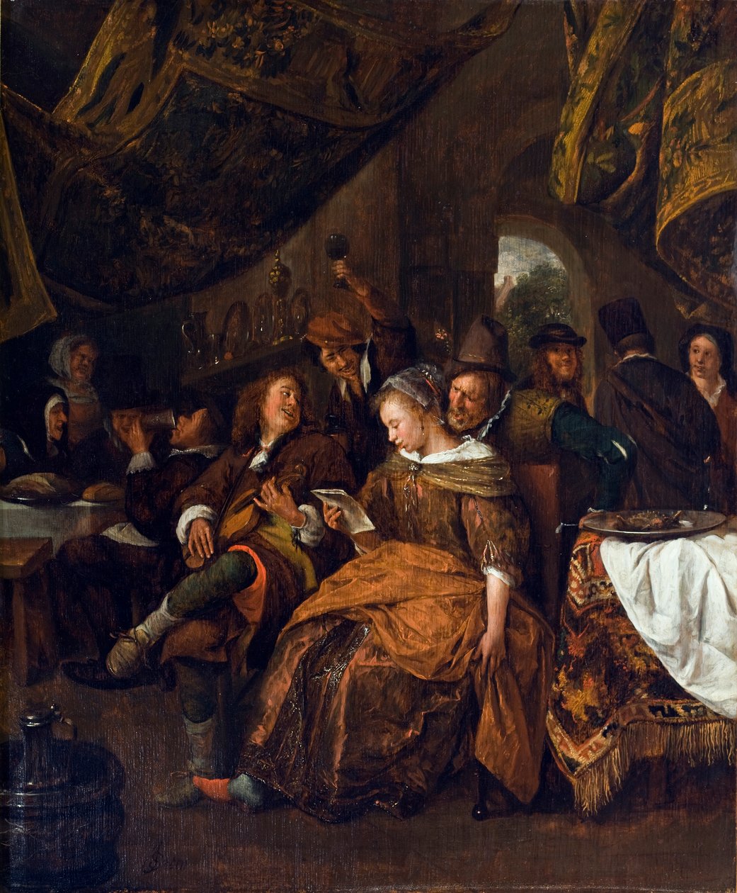Merry Company, c.1667-69 (olej na desce dębowej) autorstwa Jan Havickszoon Steen