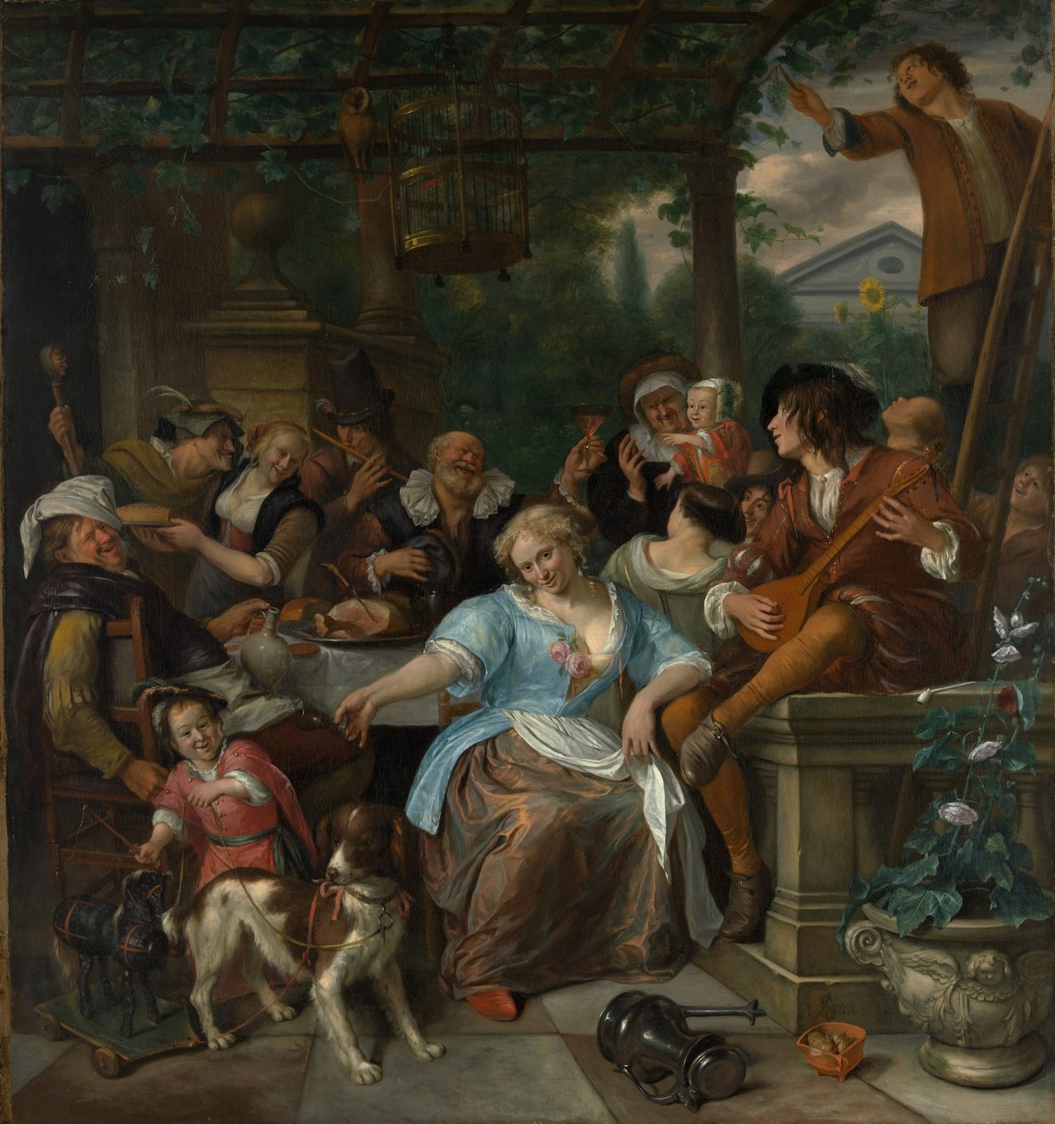 Wesoła firma na tarasie, ok.1673-5 autorstwa Jan Havickszoon Steen