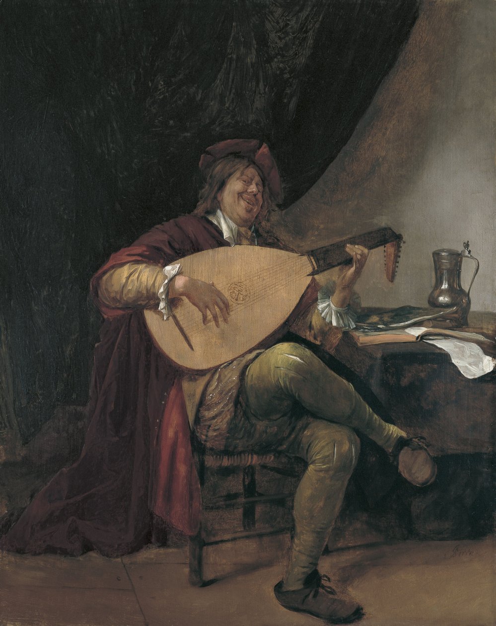 Autoportret grający na lutni, ok. 1665 autorstwa Jan Havickszoon Steen