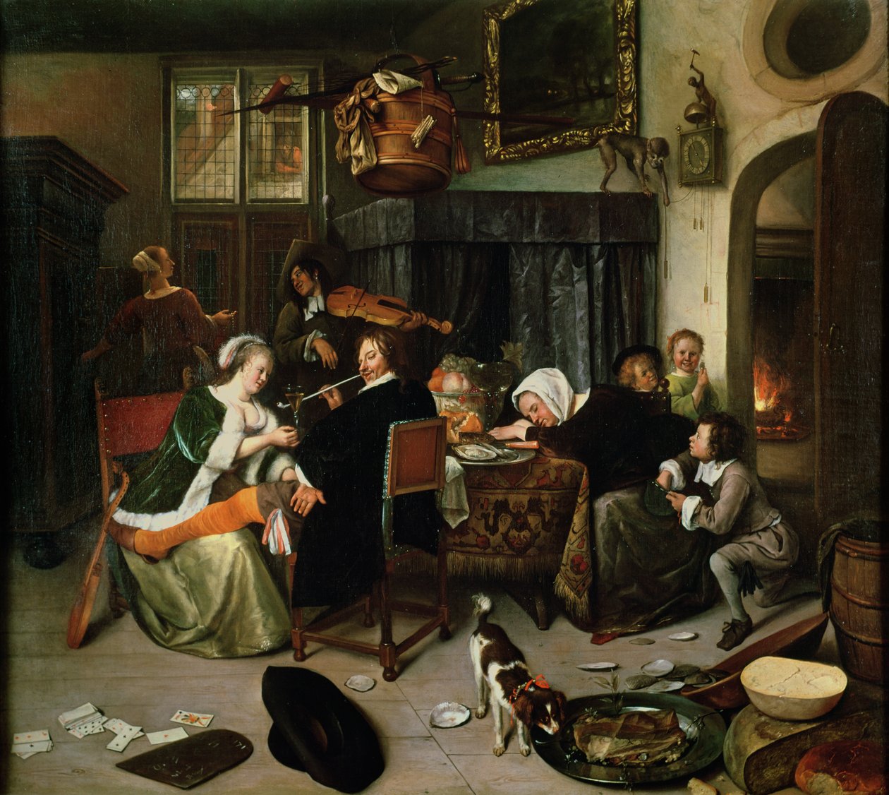 Rozwiązłe gospodarstwo domowe, 1668 autorstwa Jan Havickszoon Steen