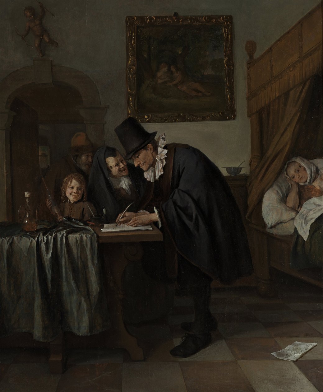 Wizyta u lekarzy, ok. 1665 autorstwa Jan Havickszoon Steen