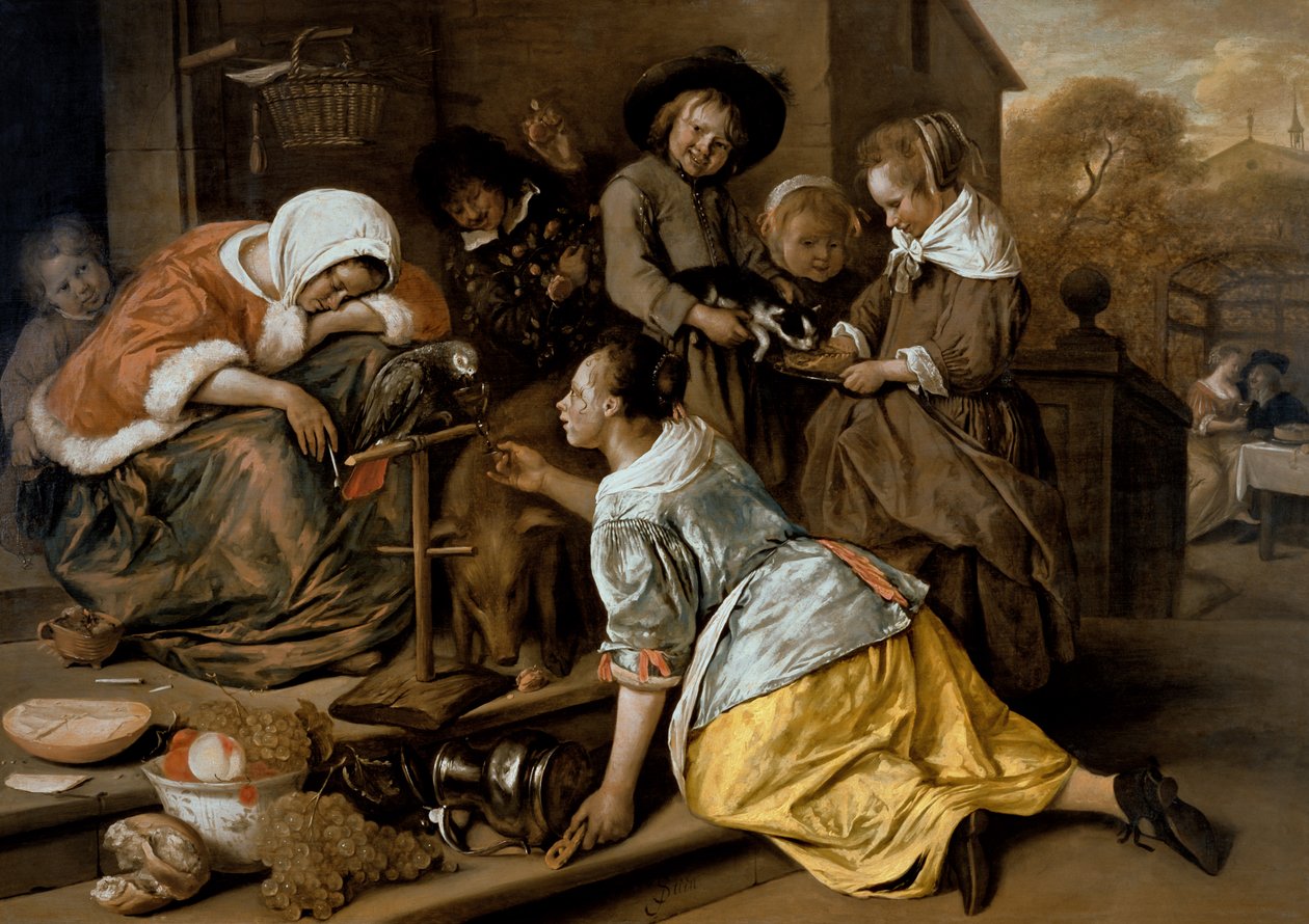 Skutki nieumiarkowania, ok. 1663-65 autorstwa Jan Havickszoon Steen