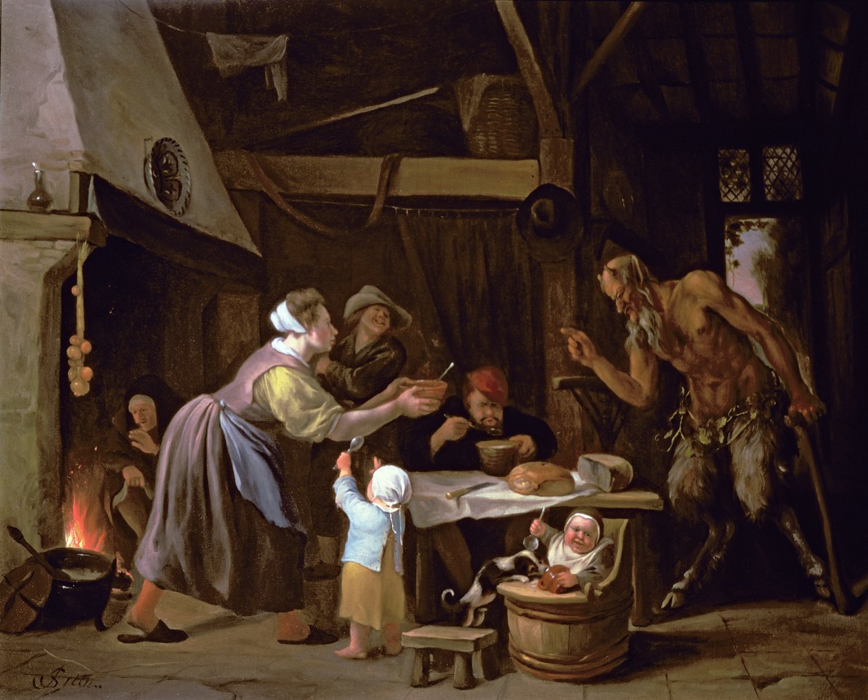 Satyrowie i rodzina autorstwa Jan Havickszoon Steen