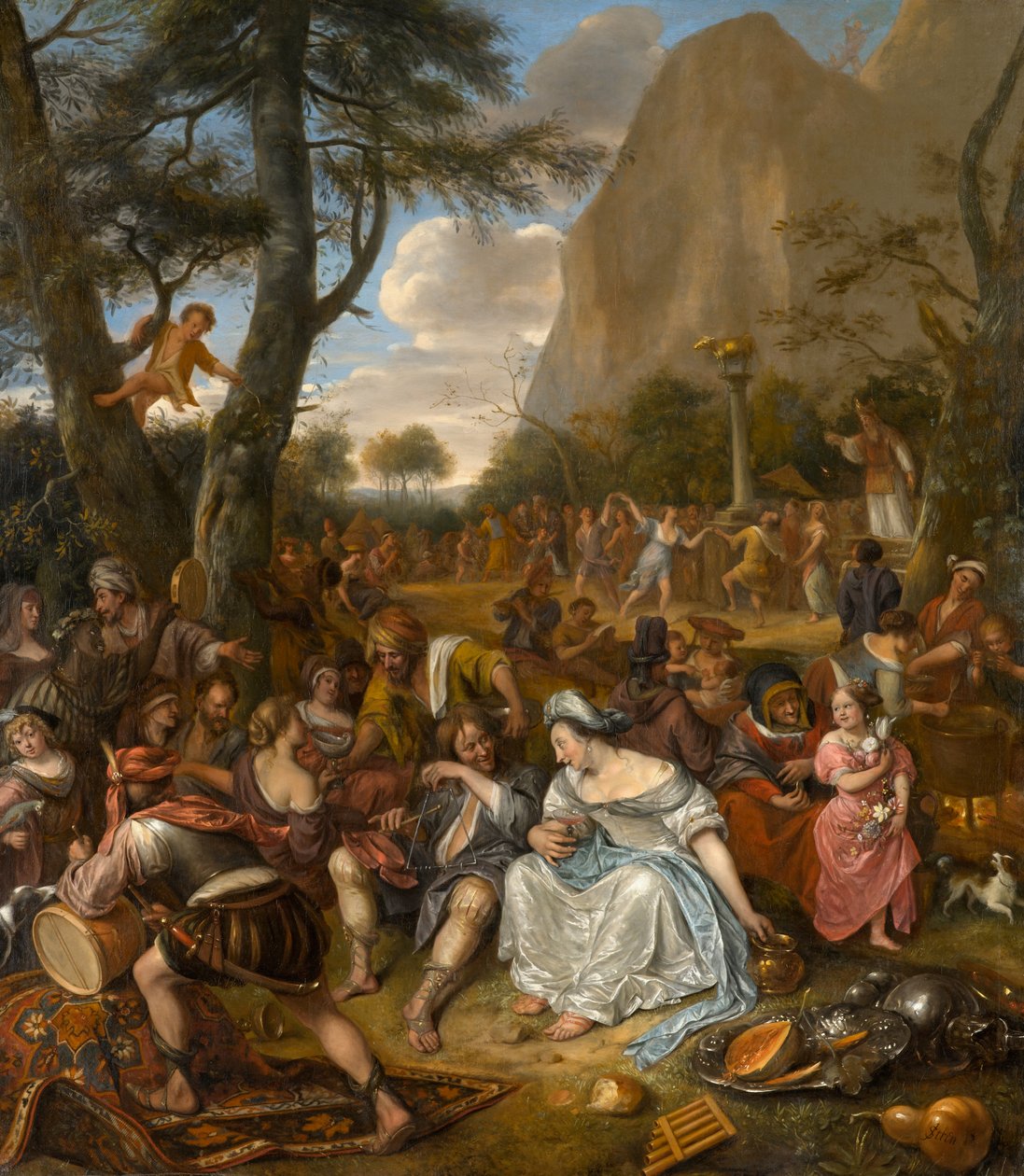 Kult Złotego Cielca, ok. 1672-1675 autorstwa Jan Havickszoon Steen