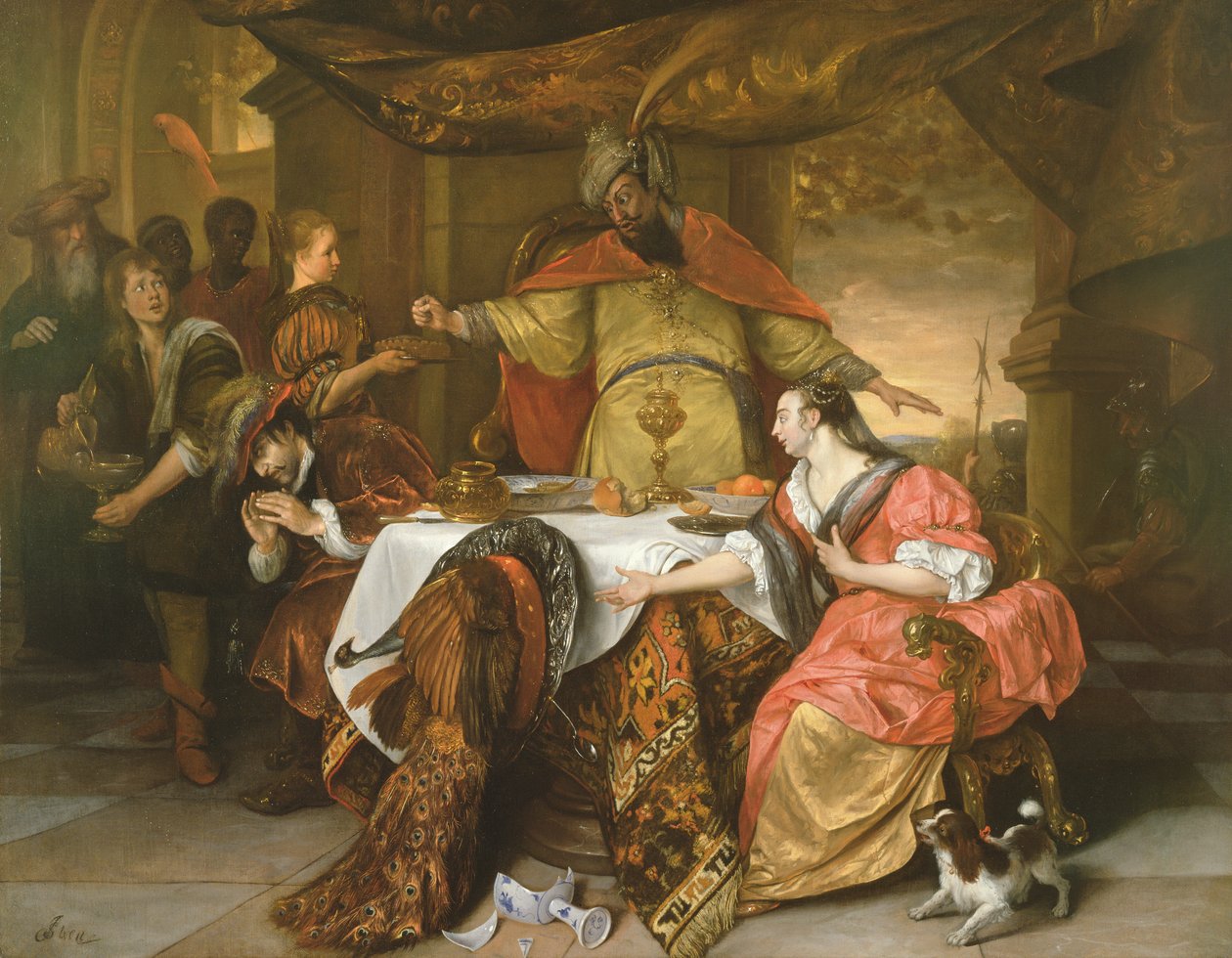 Gniew Aswerusa, ok. 1670 autorstwa Jan Havickszoon Steen