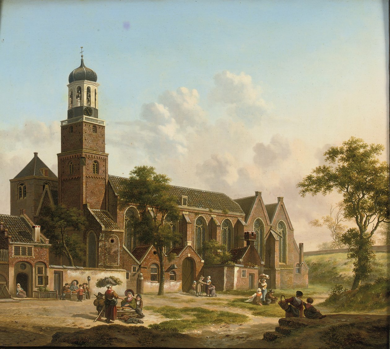 Mieszczanie w pobliżu Nicolaikerk, Utrecht autorstwa Jan Hendrik Verheyen