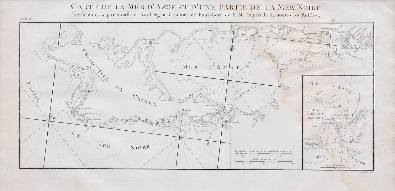 Mapa Krymu i Morza Azowskiego, 1774 autorstwa Jan Hendrik van Kinsbergen