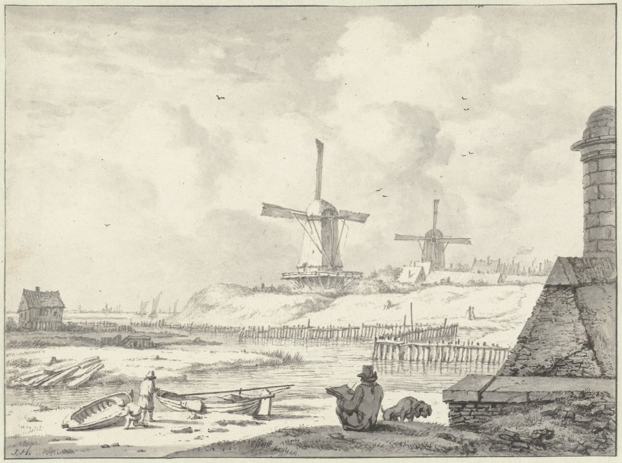 Artysta szkicujący na Hogendijk, poza Haarlemmerpoort autorstwa Jan Hulswit