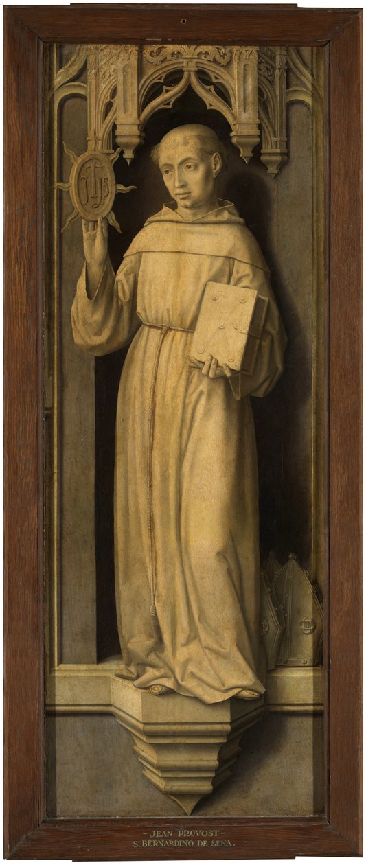 „„Święty Bernardino ze Sieny (1380-1444)”” (św. Bernardino ze Sieny) Obraz Jana Provosta (Provoost) (1465-1529) - c 1510 - Olej na drewnie Dim 123x45 cm Museo del Prado, Madryt autorstwa Jan II Provost