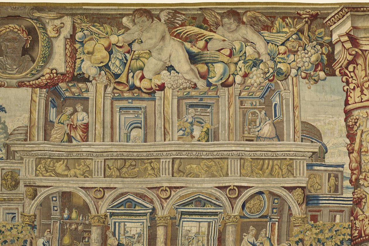 Fragment pałacu i anioła muzyka z Vertumnus i Pomony, ok. 1630 autorstwa Jan II Raes