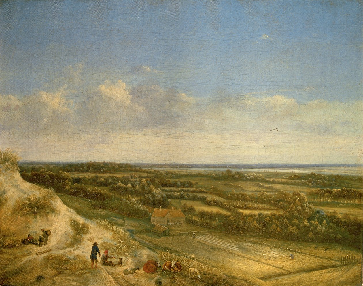 Krajobraz wydm, prawdopodobnie w pobliżu Santpoort, ok. 1675 (olej na płótnie) autorstwa Jan II Vermeer van Haarlem