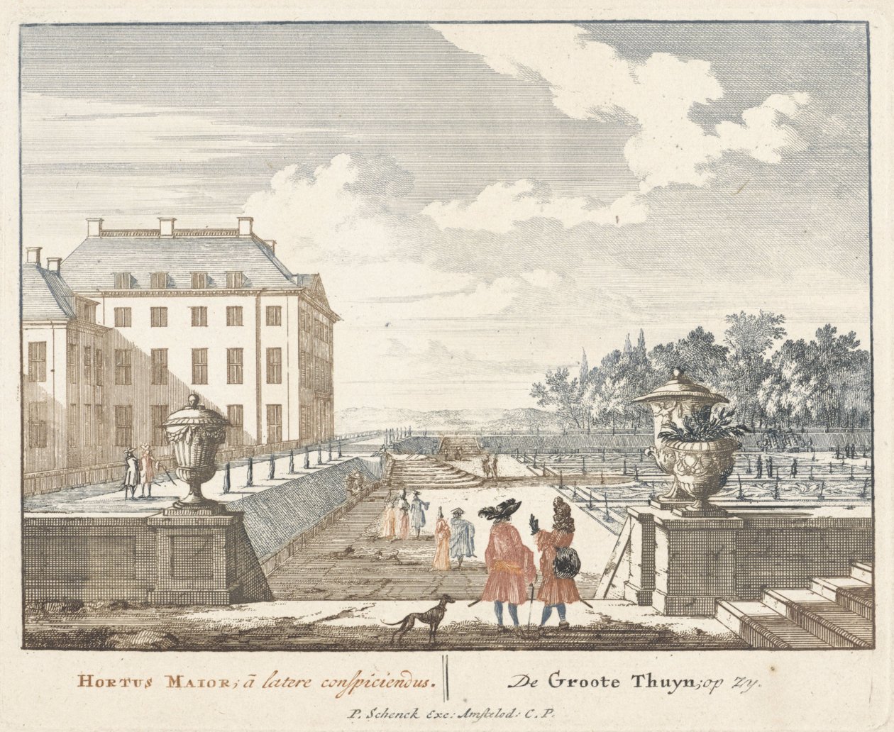 Spacerowicze w ogrodzie pałacu Het Loo, 1694-97 autorstwa Jan I van Call