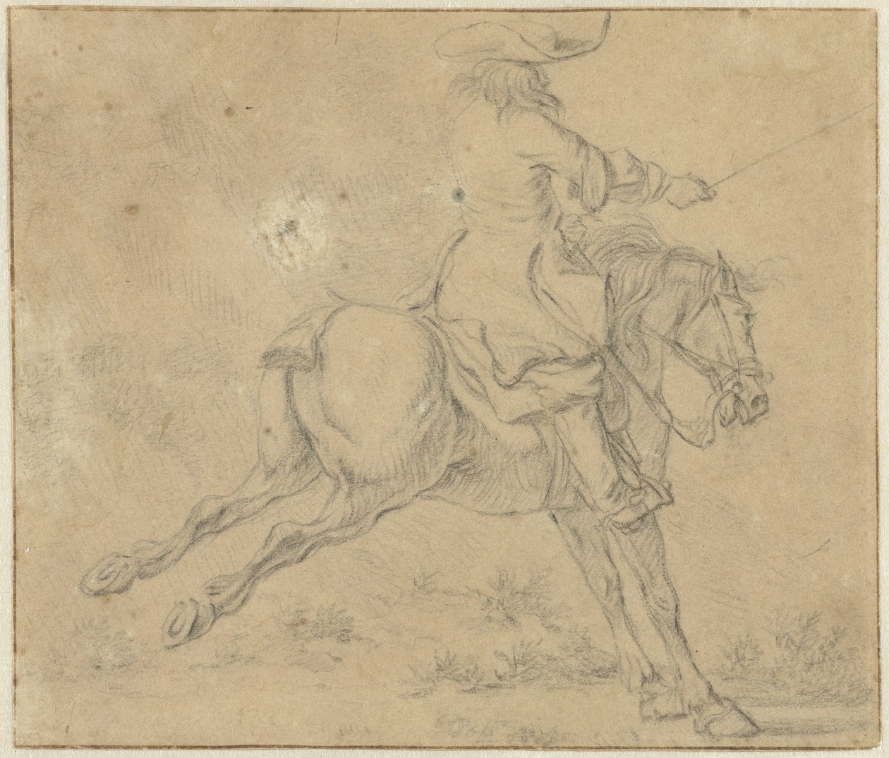 Jeździec na grzbiecie konia autorstwa Jan Jacobsz van der Stoffe