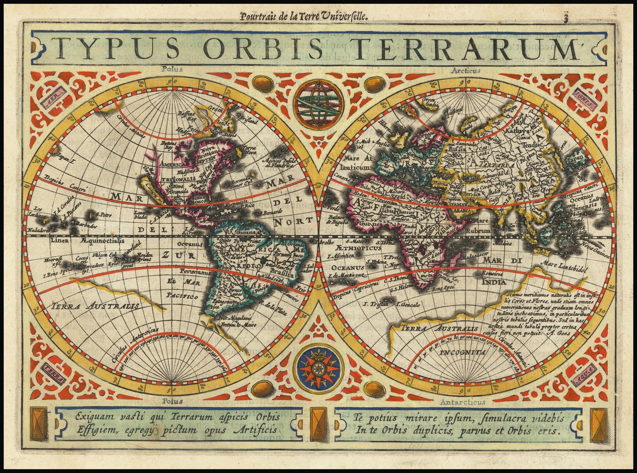 Mapa z 1631 roku - Typus Orbis Terrarum autorstwa Jan Janssonius