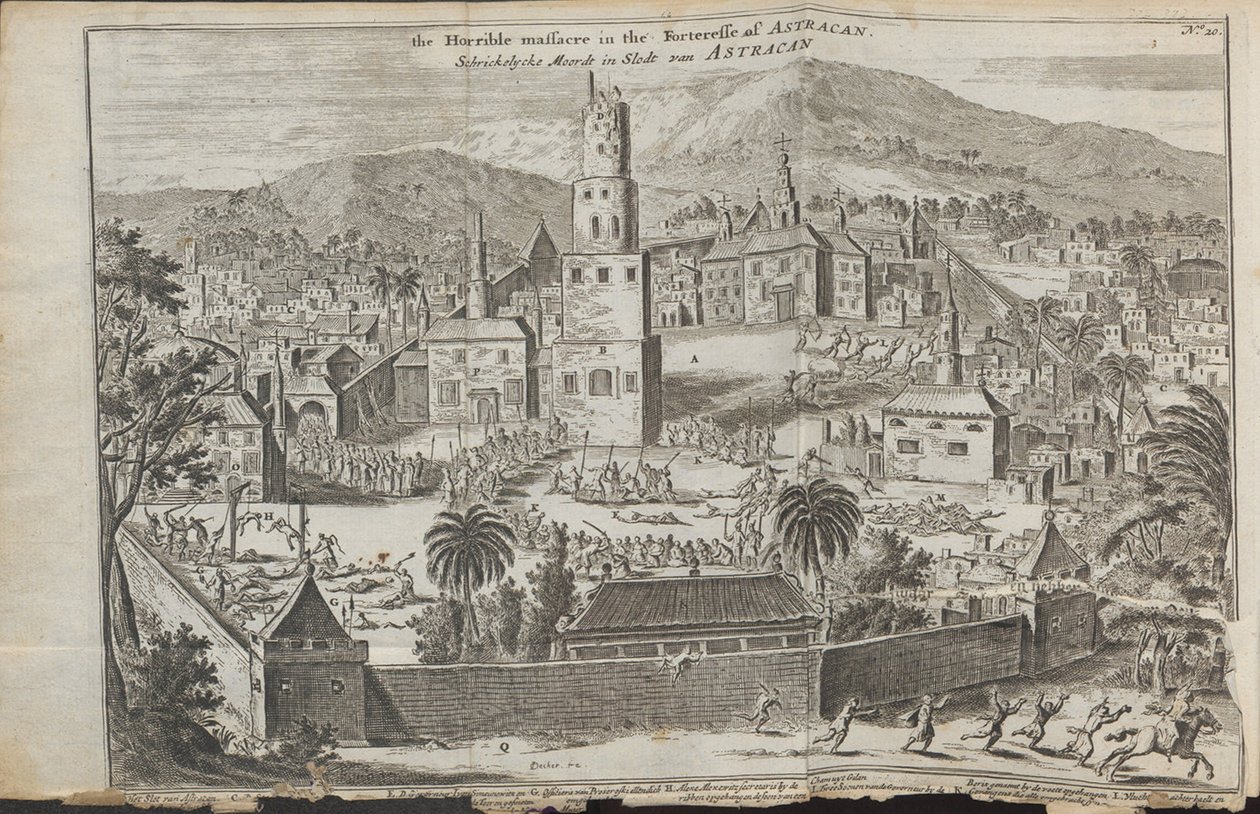 Zamieszki Stepana Razina w Astrachaniu Od: Trzy niezwykłe podróże, 1675 autorstwa Jan Jansz. Struys