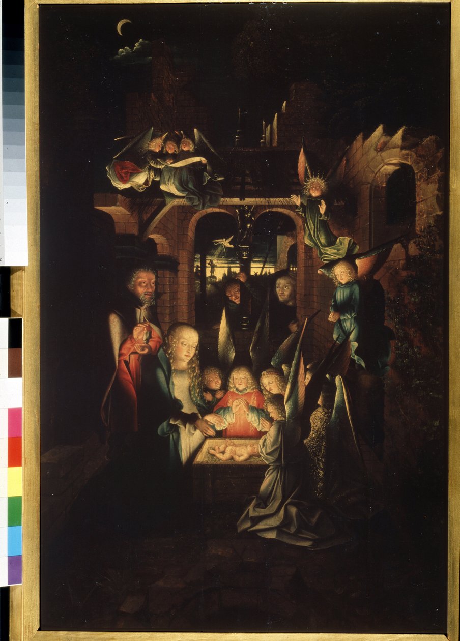 „Narodzenie” (Narodzenie Chrystusa (Święta Noc)) Obraz Jana Joesta (ok. 1460-1519) XVI-wieczne Muzeum Puszkina, Moskwa autorstwa Jan Joest van Kalkar