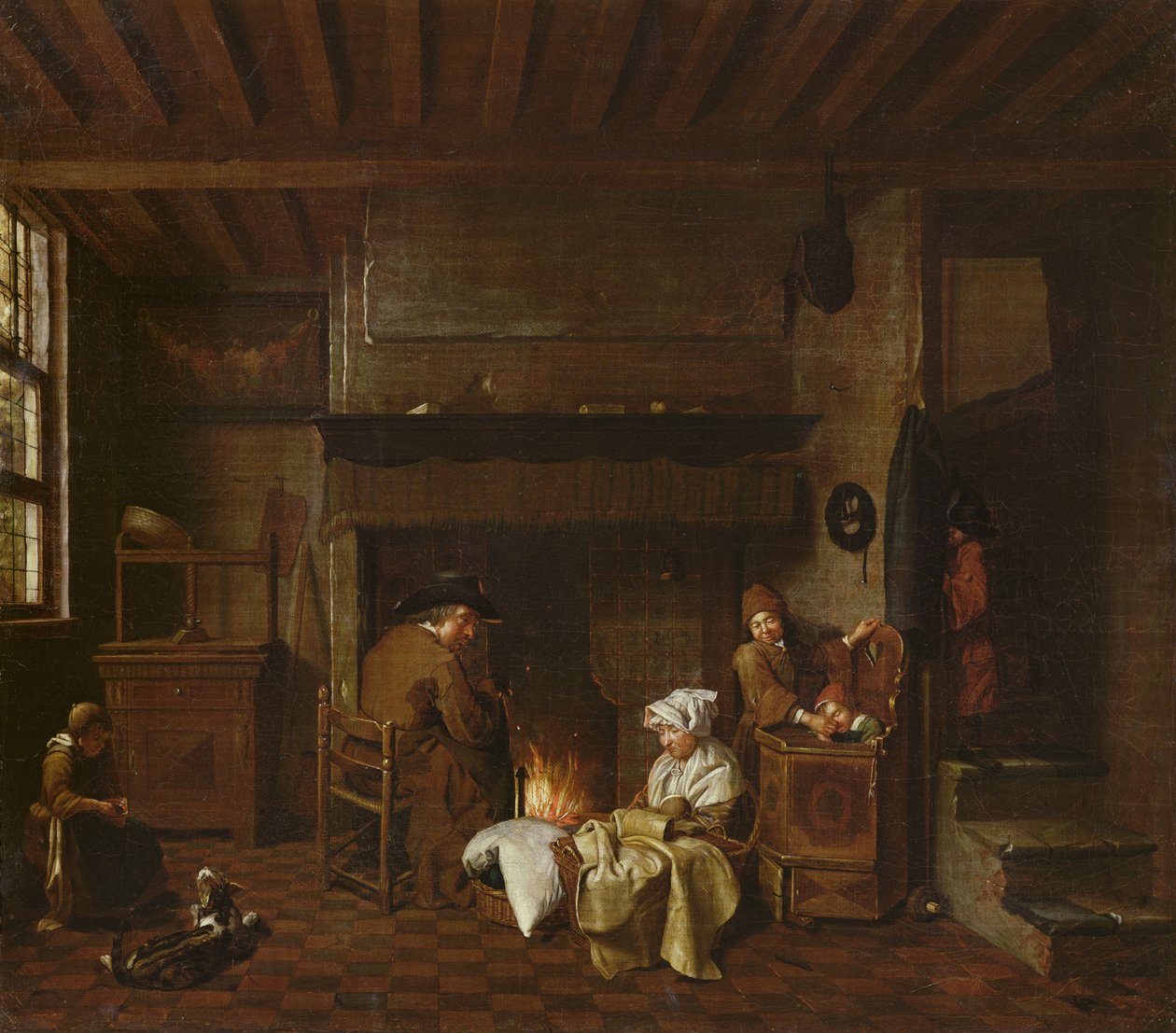 Scena wewnętrzna, obok komina autorstwa Jan Josef the Elder Horemans