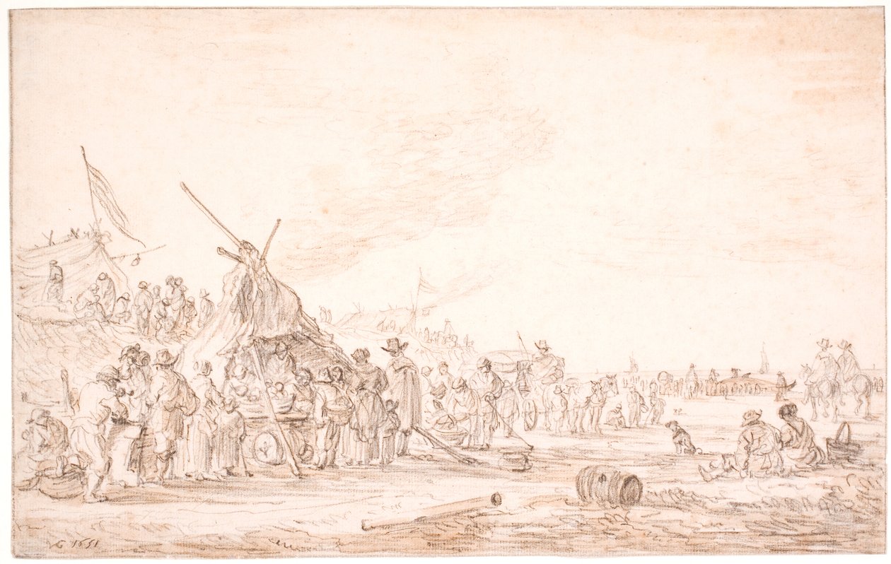 Nadmorski krajobraz z wielorybem na plaży autorstwa Jan Josefsz van Goyen