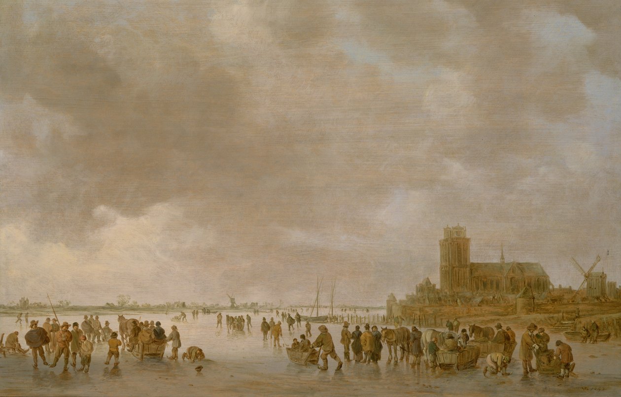 Zimowy krajobraz z łyżwiarstwem figurowym na lodzie autorstwa Jan Josephsz van Goyen