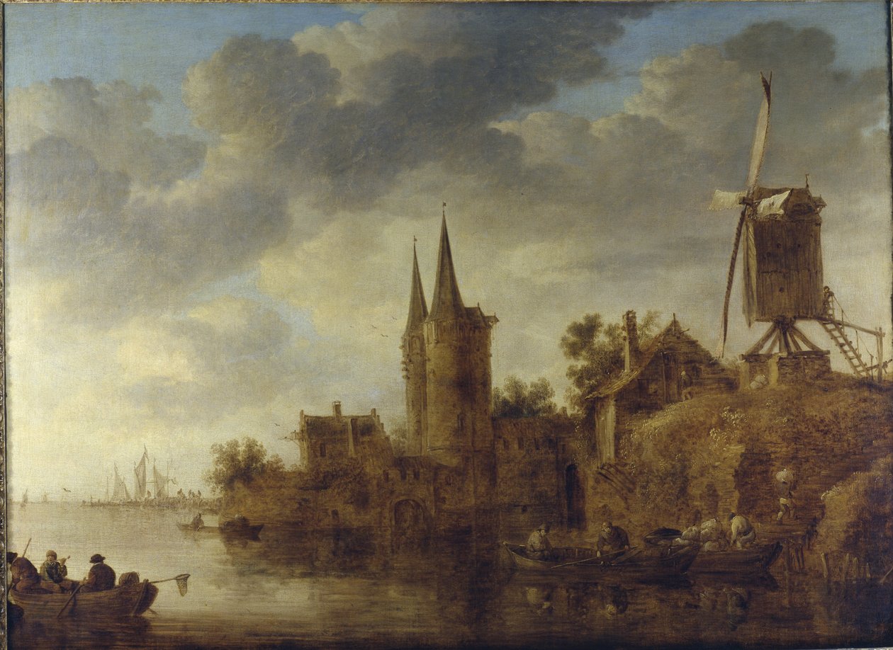 Pejzaż rzeczny z kaprysem Oostport, Delft, ok. 1644 (olej na płótnie) autorstwa Jan Josephsz van Goyen