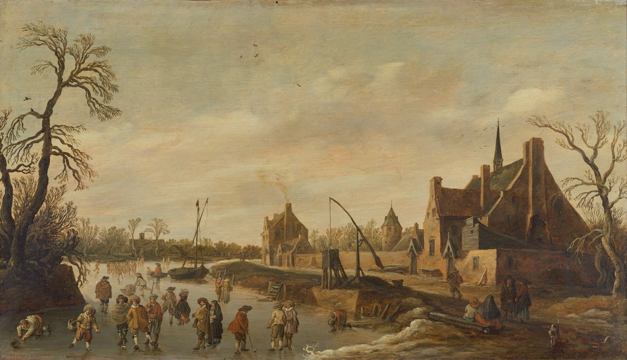 Zamarznięty krajobraz rzeki z łyżwiarzami autorstwa Jan Josephsz van Goyen