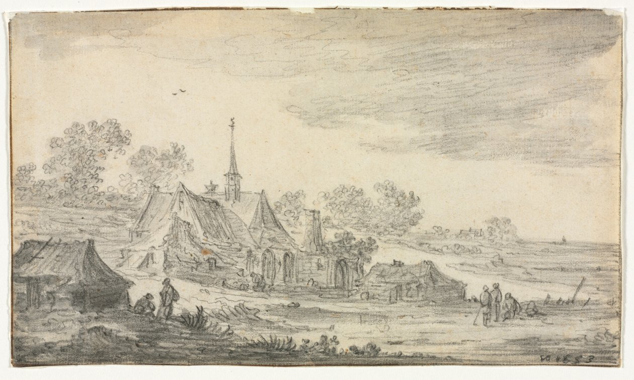 Grupa budynków na wybrzeżu, 1653. autorstwa Jan Josephsz van Goyen