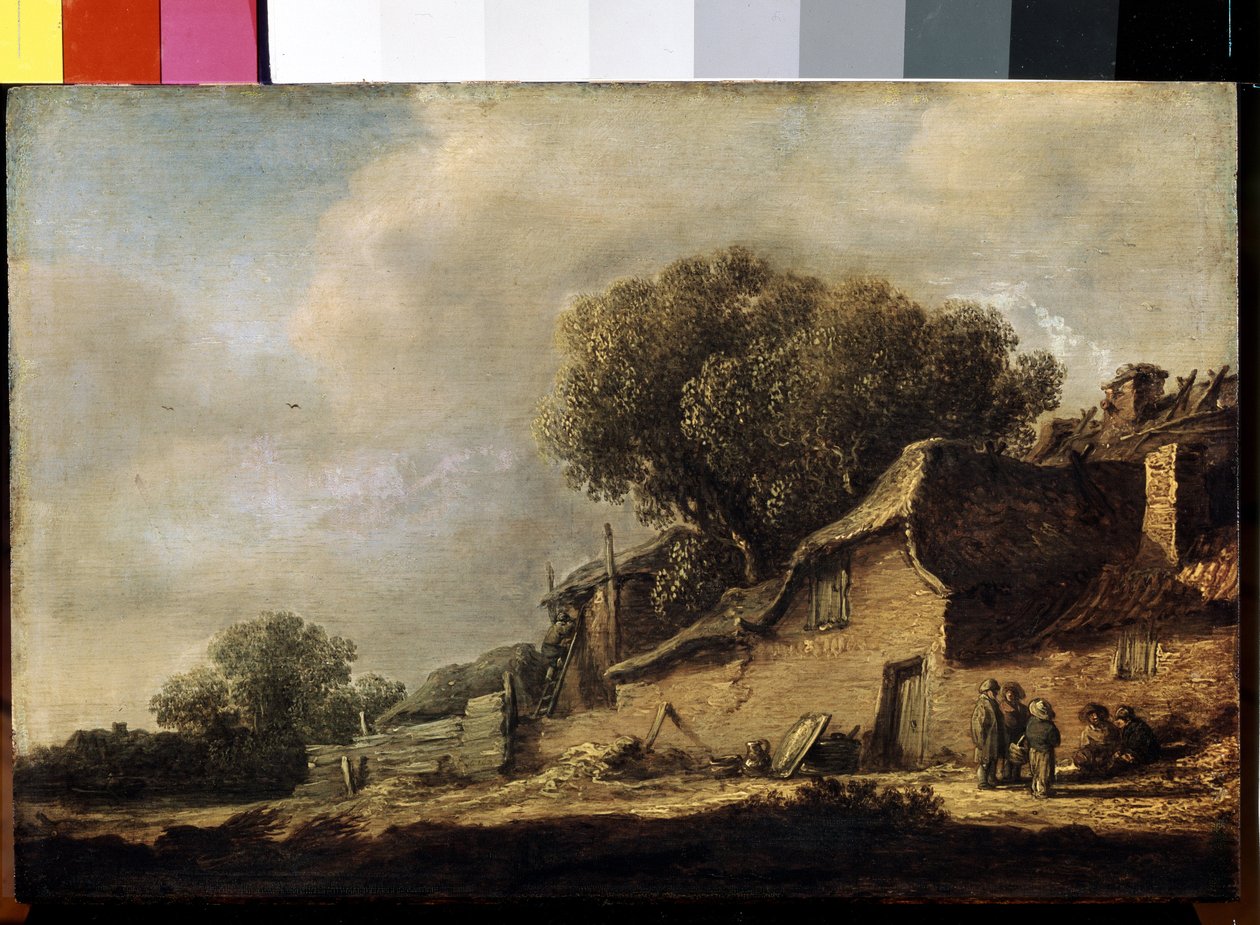 ""Paysage a la chaumiere et au chene"" (Pejzaż z chłopską chatą i dębem) Obraz Jana Józefa van Goyena (1596-1656) 1634 wym. 87x105 cm Ermitaż, Sankt Petersburg autorstwa Jan Josephsz van Goyen