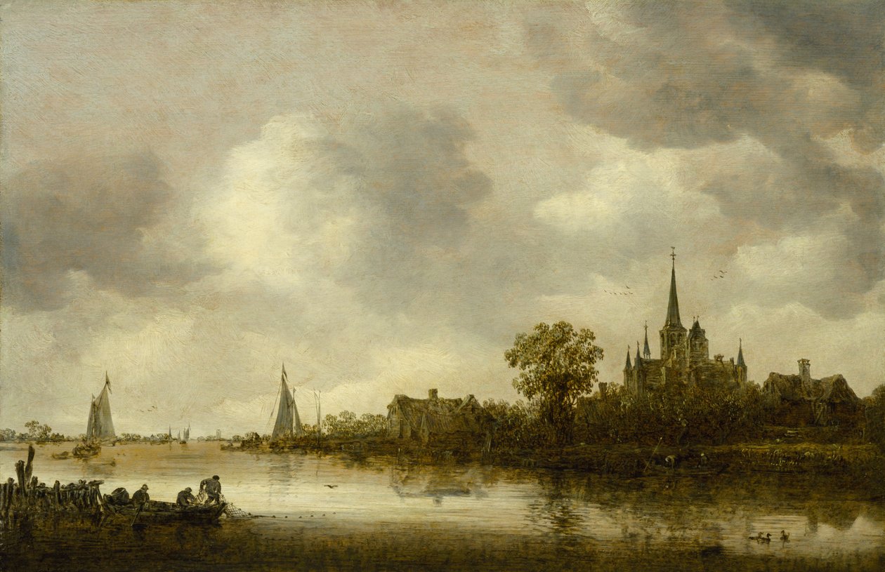 Pejzaż rzeczny z kościołem w oddali, 1644 autorstwa Jan Josephsz van Goyen