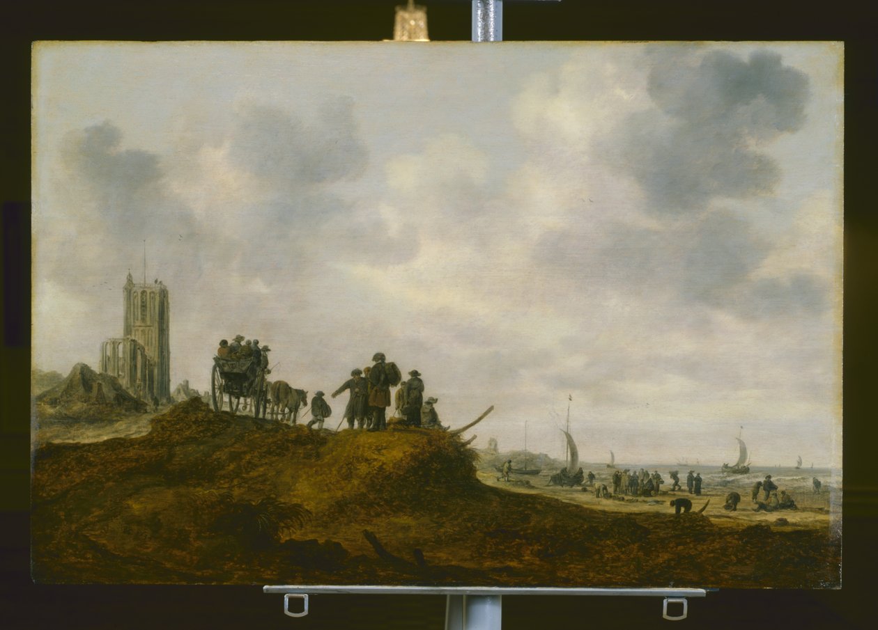 Stary kościół w Egmond Aan Zee (olej na drewnie) autorstwa Jan Josephsz van Goyen