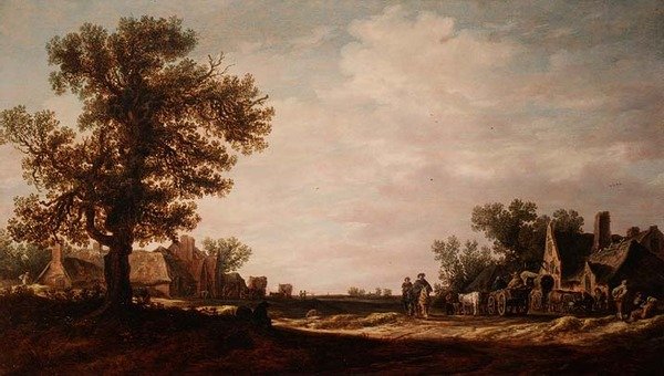 Scena wiejska z końmi i wozami autorstwa Jan Josephsz van Goyen