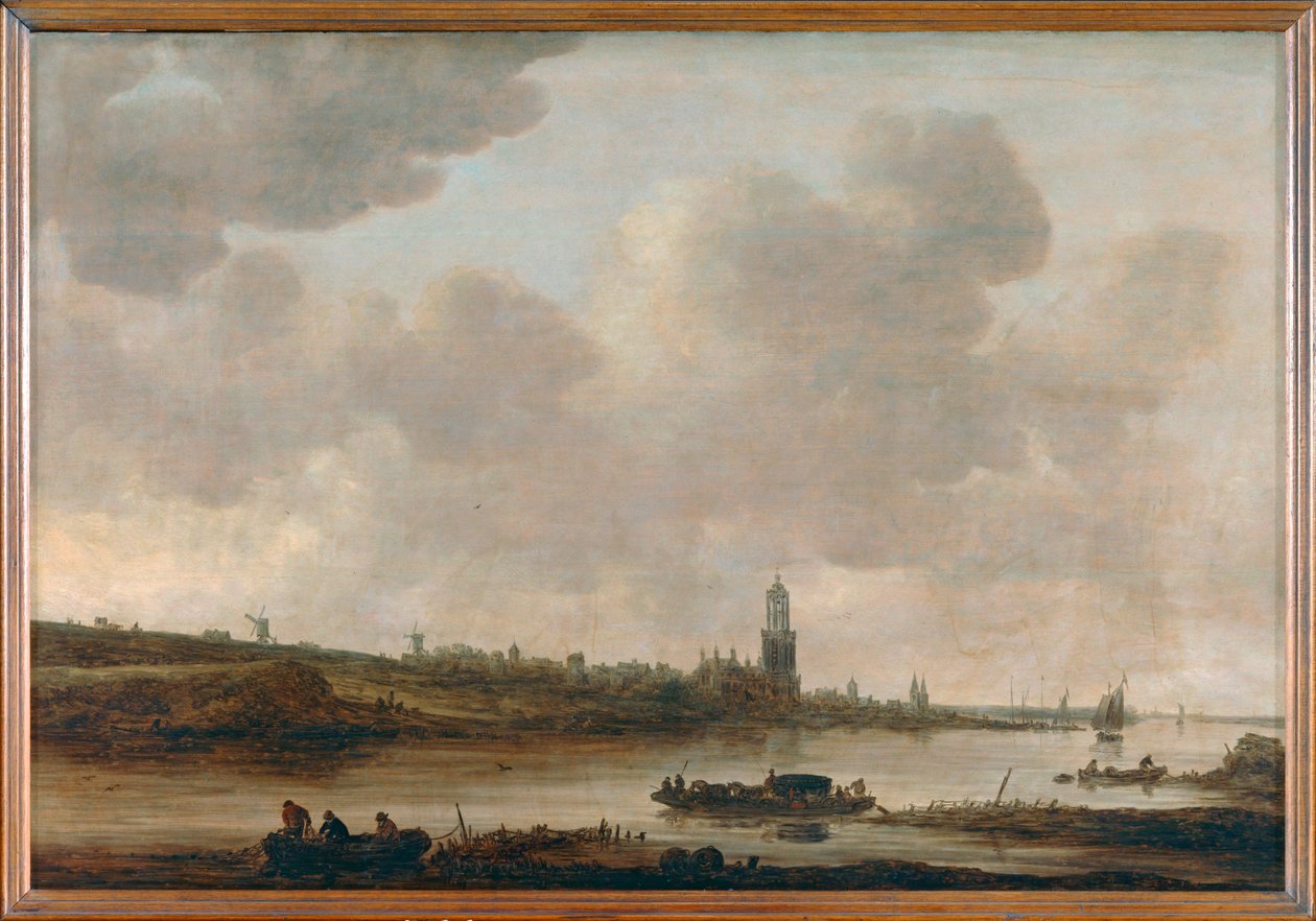 Widok na Rhenen nad Renem z kościołem Sainte-Cunera ... autorstwa Jan Josephsz van Goyen