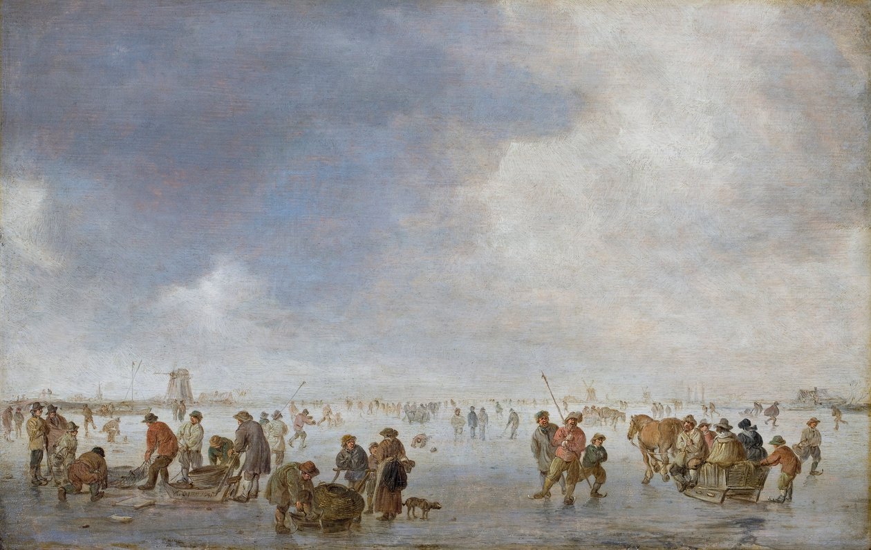 Zimowa scena na lodzie (olej na panelu) autorstwa Jan Josephsz van Goyen