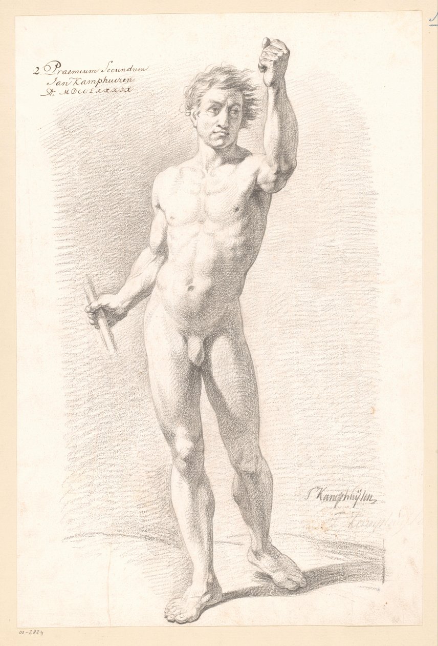 Akt męski stojący, widziany z przodu (II nagroda 1789) autorstwa Jan Kamphuijsen