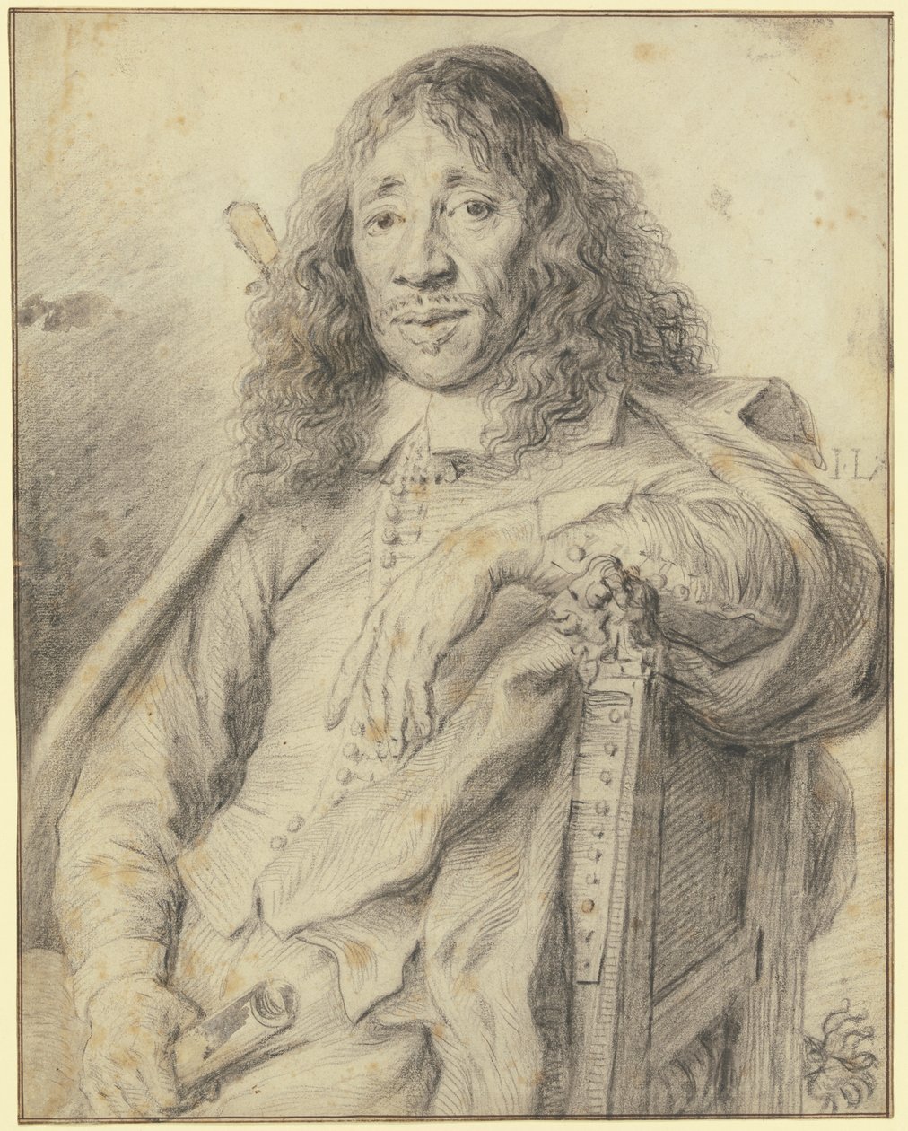 Poeta Jan Vos siedzący w fotelu, patrząc w lewo autorstwa Jan Lievens