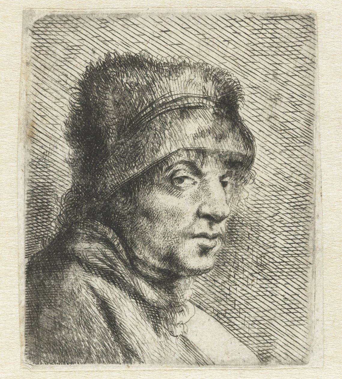 Głowa mężczyzny w kapeluszu Variae Effigies a Joanne Livio (tytuł serii) autorstwa Jan Lievens