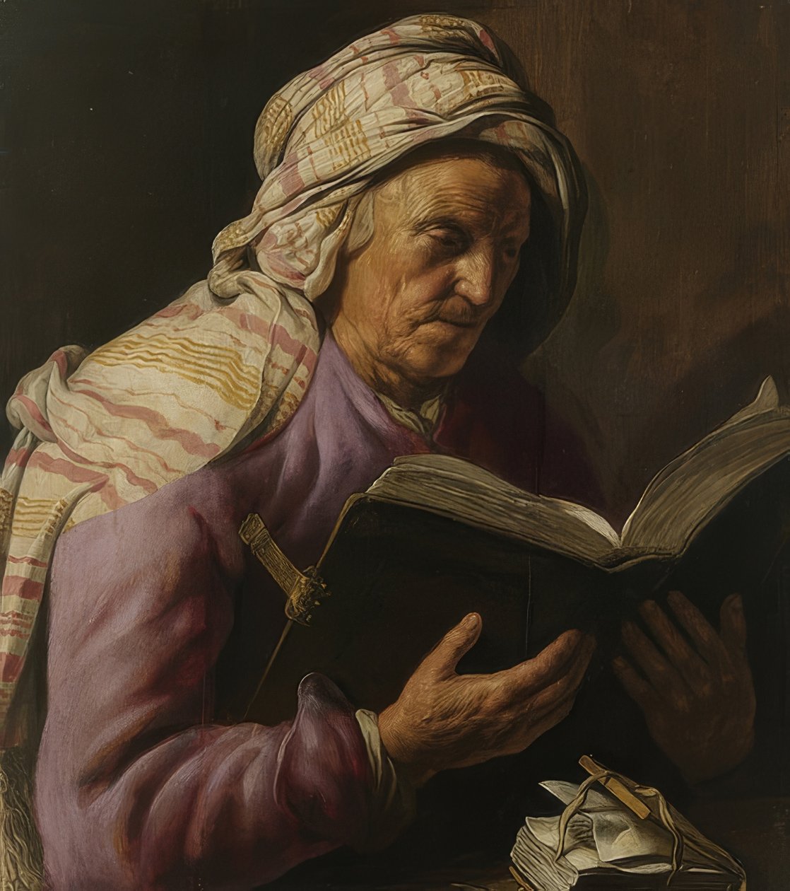 Czytanie starej kobiety. 1626-33 autorstwa Jan Lievens