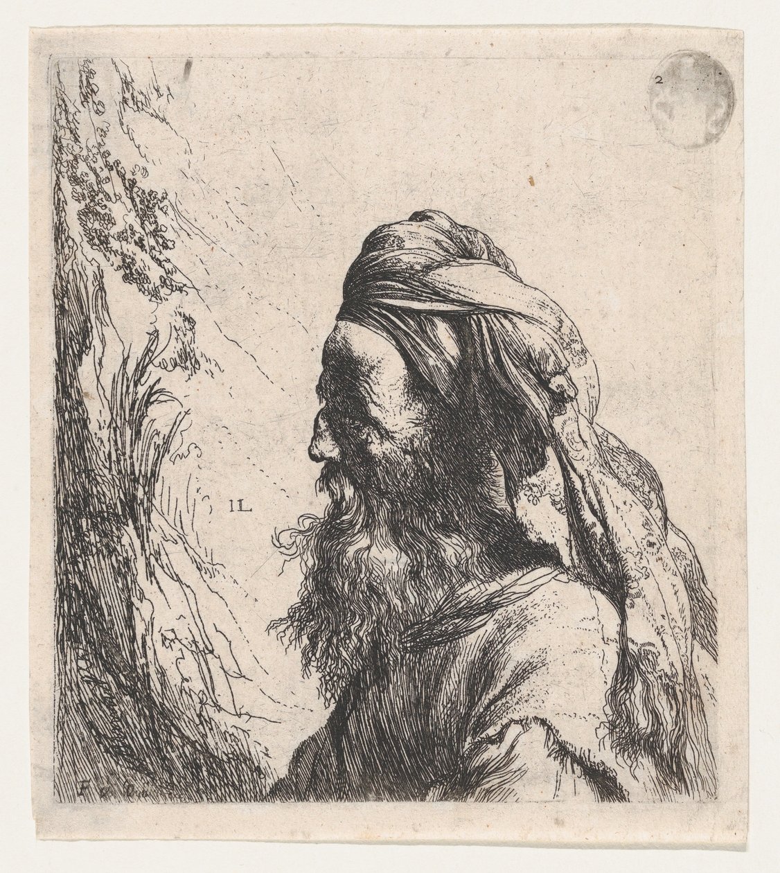 Mężczyzna w turbanie zwrócony w lewo autorstwa Jan Lievens