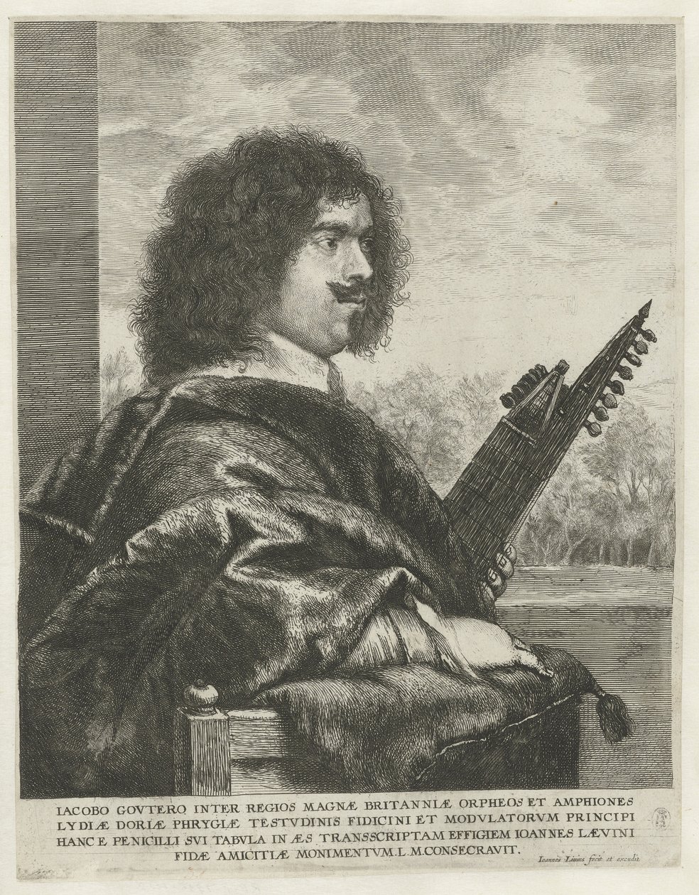 Portret kompozytora i lutnisty Jacquesa Gaultiera, 1631-1635 autorstwa Jan Lievens