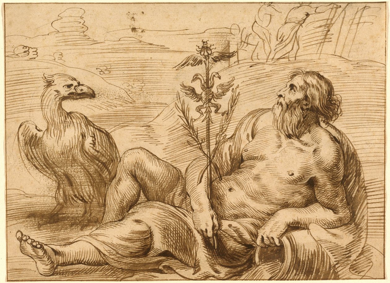 Bóg rzeki z orłem autorstwa Jan Lievens